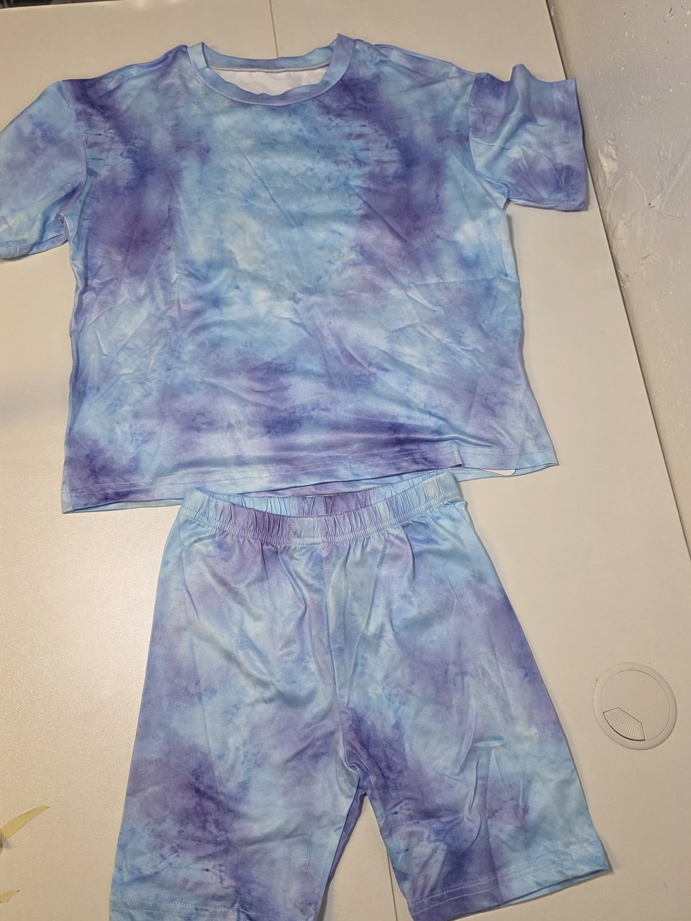 Kids Tie-Dye Short Sleeve Pajama Set - Blue & Purple